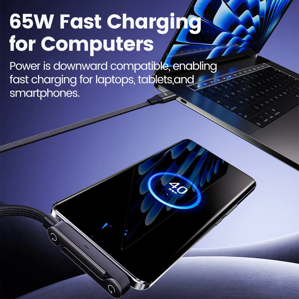 รูปสินค้า สายชาร์จเร็ว 65W พับได้ 2-in-1 ที่วางมือถือ