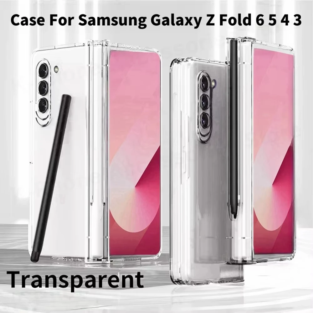 Für Samsung Galaxy Z Fold 6 5 4 3 Transparente Hülle, stoßfeste Rückseite mit S-Stifthalterschale für Samsung Z Fold5 Fold6 Coque – Detail 2