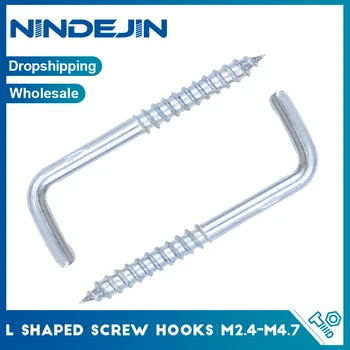 NINDEJIN Ganci a vite a forma di L M2.4 M2.5 M2.8 M3.4 M3.7 M3.8 M4.7 Gancio a vite autofilettante ad angolo retto zincato per appendere 1