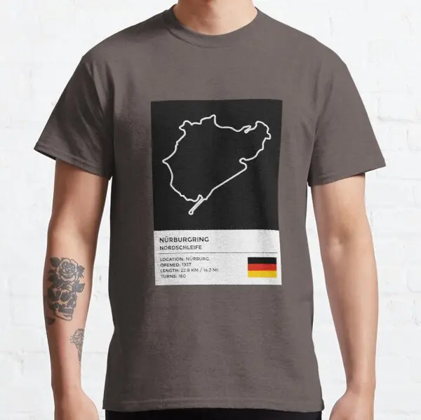 

Новый стиль, футболка Nurburgring с круглым вырезом, футболка из органического хлопка с коротким рукавом, футболки из органического хлопка, футболка