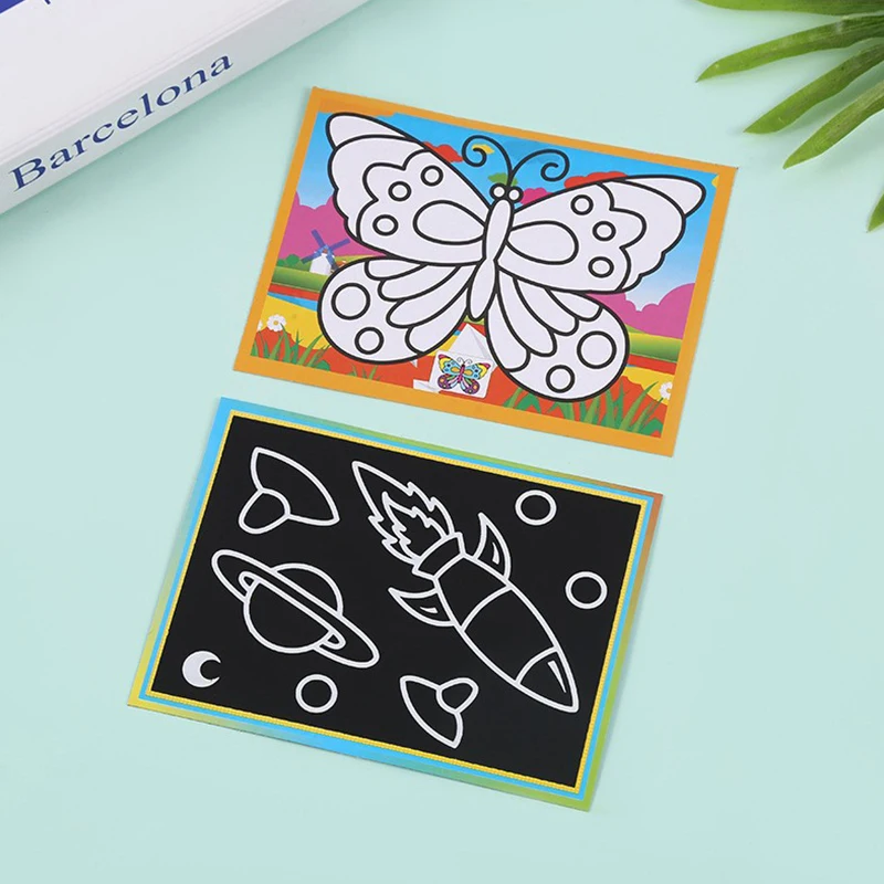 10 Lenzuola/Set Arcobaleno Magico Scratch Disegno di Carta Multicolore Pittura Strumenti Didattici Scuola Artclass Aiuti Graffiti Forniture ZYF - immagine 5