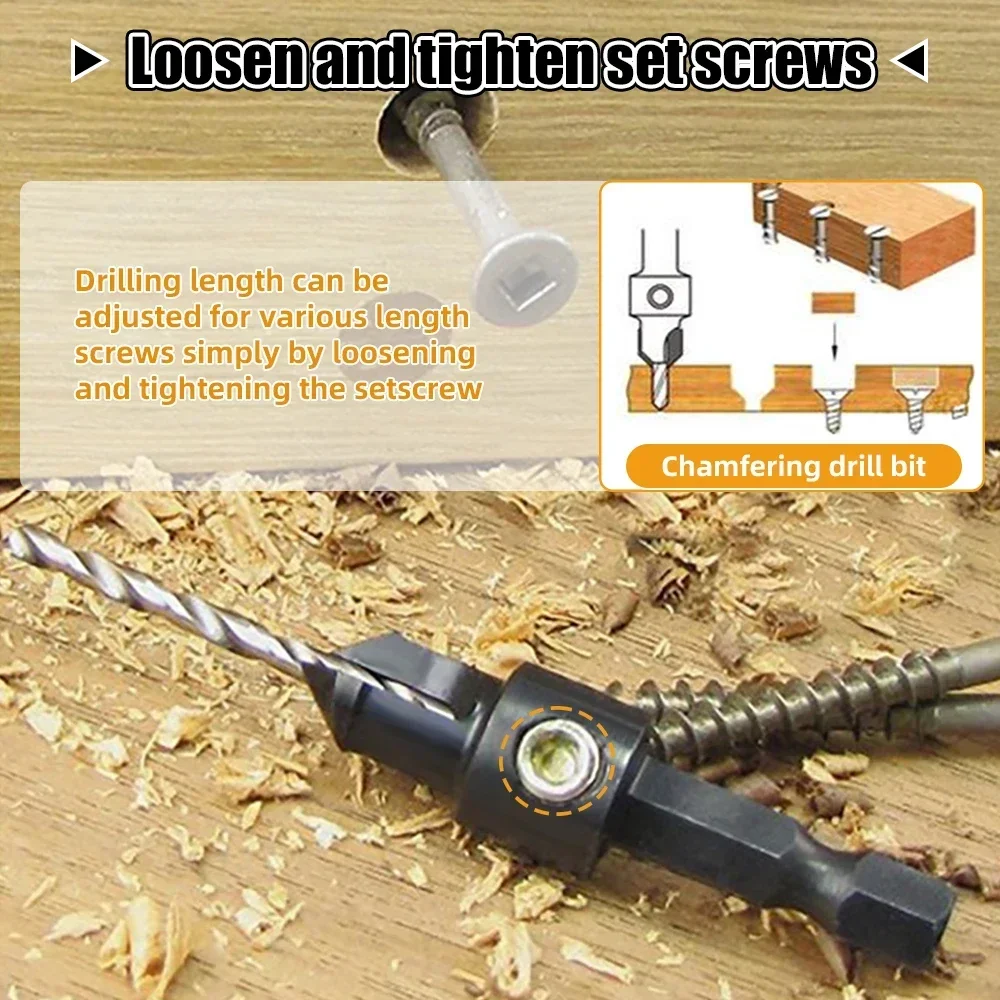 4/5PCS Conical Drill Bit Countersink Drill Woodworking Drilling Pilot Holes HSS Universal Counterbore Cutter Screw Hole