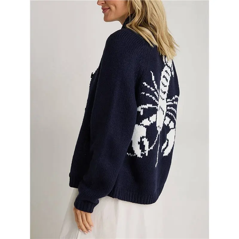 ABKS-여성용 긴 소매 가디건 스웨터 캐주얼 패션 Y2K 루즈핏 버튼 다운 니트 스웨터 코트