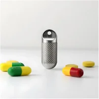 Portable Tiny Pill Organizer for Travel Purse Pocket,Titanium Pill Case Waterproof Pill Container with Stainless steel keychain 2