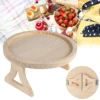 Natural Pine Wood Sofa Side Tables Round Portable and Foldable Sofa Armrest Clip-On Tray Waterproof Sofa Couch Arm Rest 1
