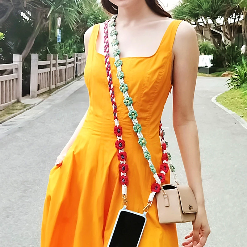 

Long Diagonal Rope Anti Loss Small Mobile Phone Bag Hanging Rope Daisy Flower Hanging Chain Universal Phone Case Hanging Rope