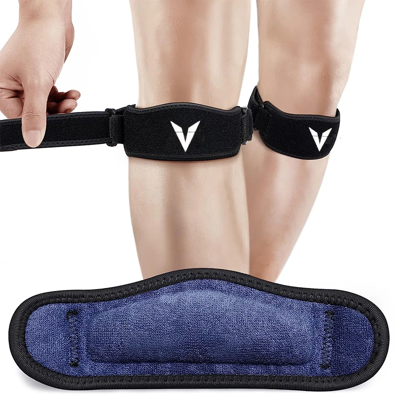 Knee Strap Brace Adjustable Wide Patella Knee Strap with Thickened Pad Patella Stabilizer Knee Brace Support for Soccer Basketball Running