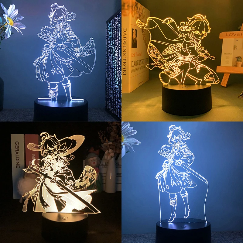 Genshin impact Kaedehara Kazuha 3d led lamp for bedroom manga night lights anime action figure Decoration children Kawaii gift dinosaur night light
