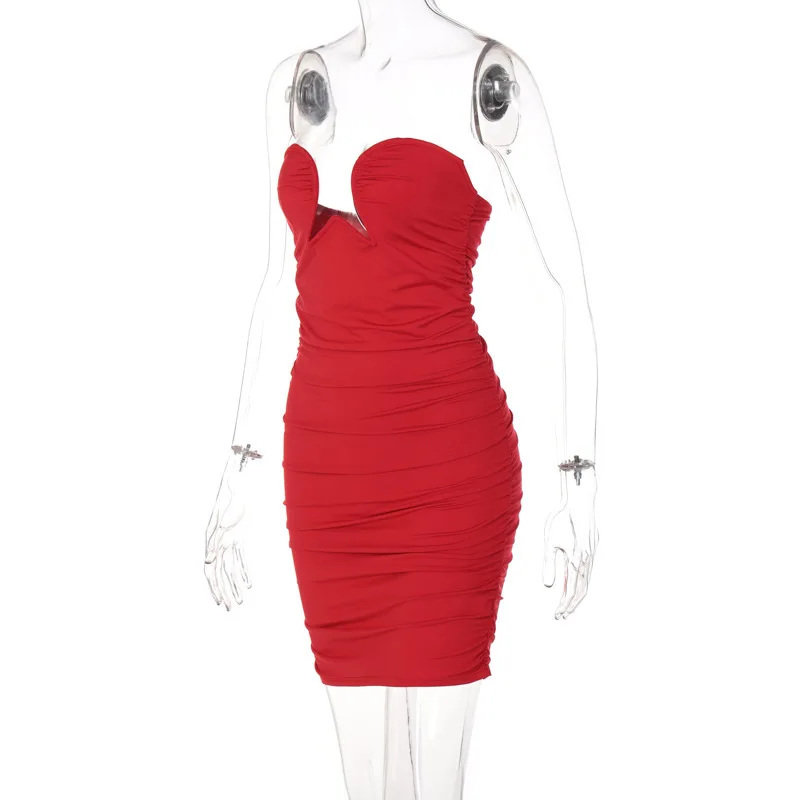 Sexy sem Costas Fora do Ombro Vestido para o Clube Vestidos de Festa Artsusummer Strapless Elegante Mini Feminino Ruched Roupas 9 Computers & Electronics