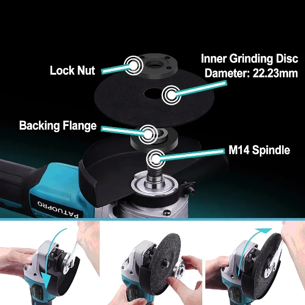 125mm M14 Brushless Cordless Angle Grinder Electric Cutting Machine Polishing Home Handheld Power Tools For Makita 18V Battery 5