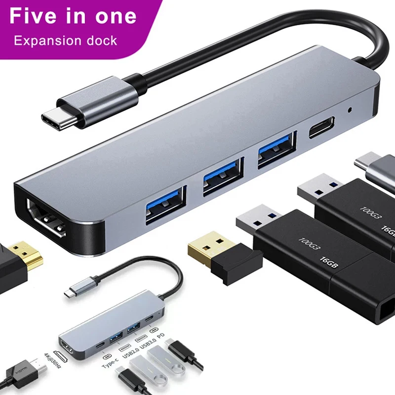 Universal USB C Hub with 4K HDMI & PD Charging Dock