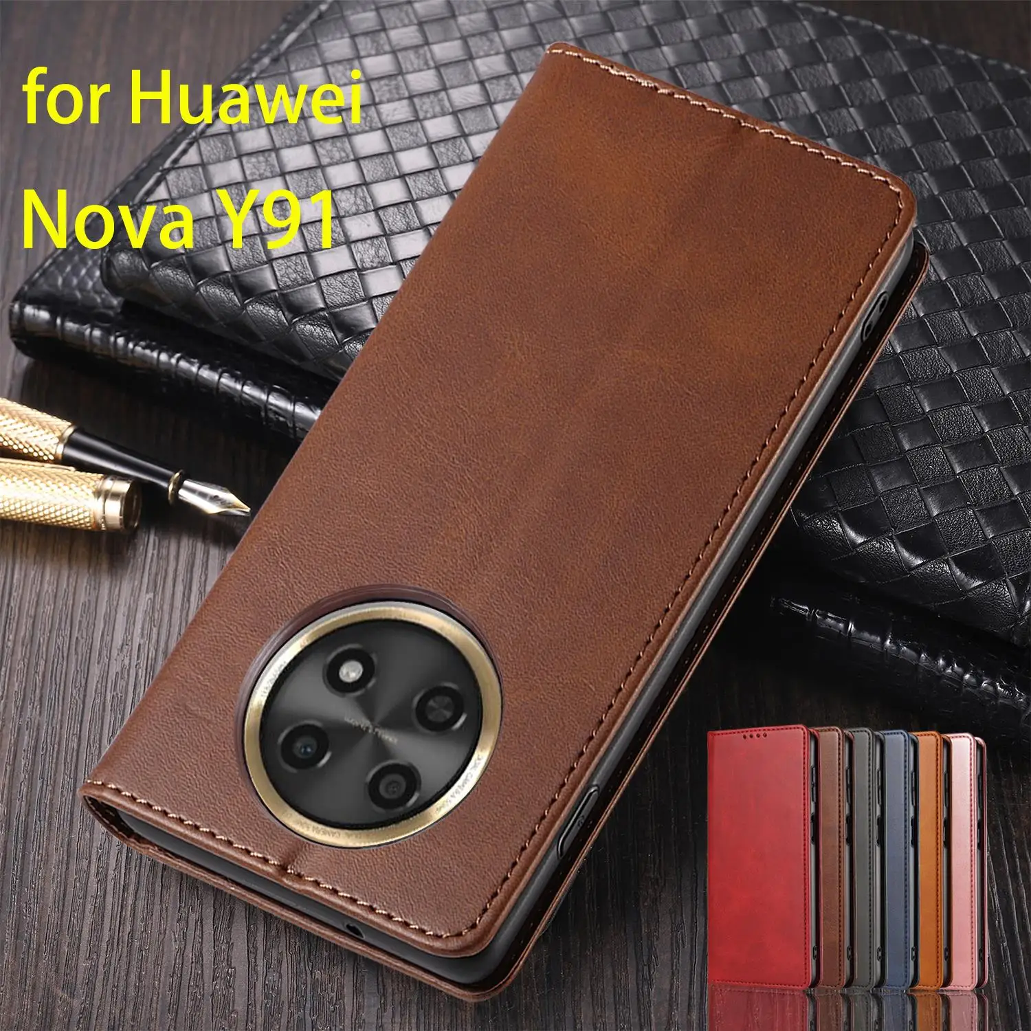 Magnetic-Attraction-Cover-Leather-Case-for-Huawei-Nova-Y91-Y-91-Flip ...