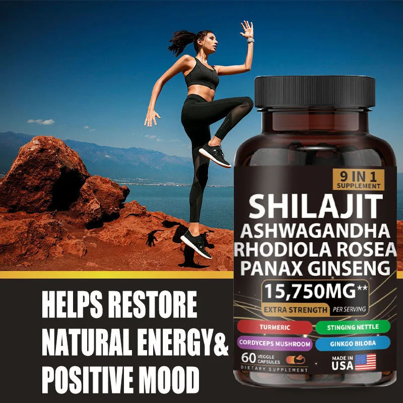 9-in-1 SHILAJIT Supplement Pure Himalaya Ashwagandha Cordyceps Ginseng Shilajit Capsules
