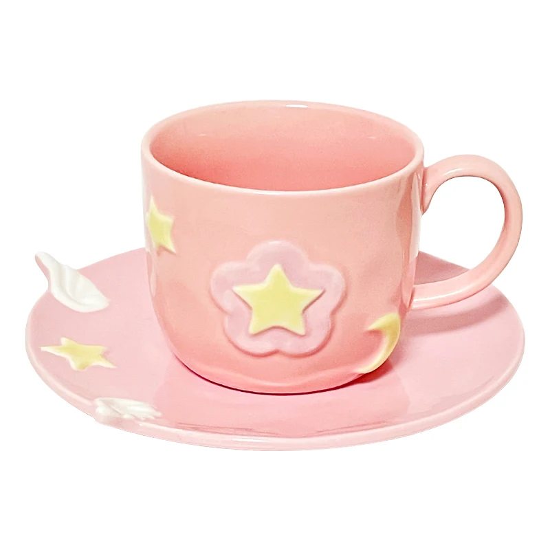 Cute Girl Pink Bow Tea/Coffee Cup and Saucer White Ceramic Coffee Cups  Latte Cups Tea Party Set Best Gifts for Girls Birthday - AliExpress