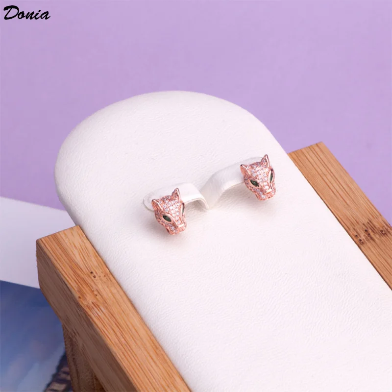 

Donia Jewelry New Fashion Leopard Print Earrings Copper Micro-inlaid AAA Zircon Leopard Head Earrings Ladies Luxury Jewelry