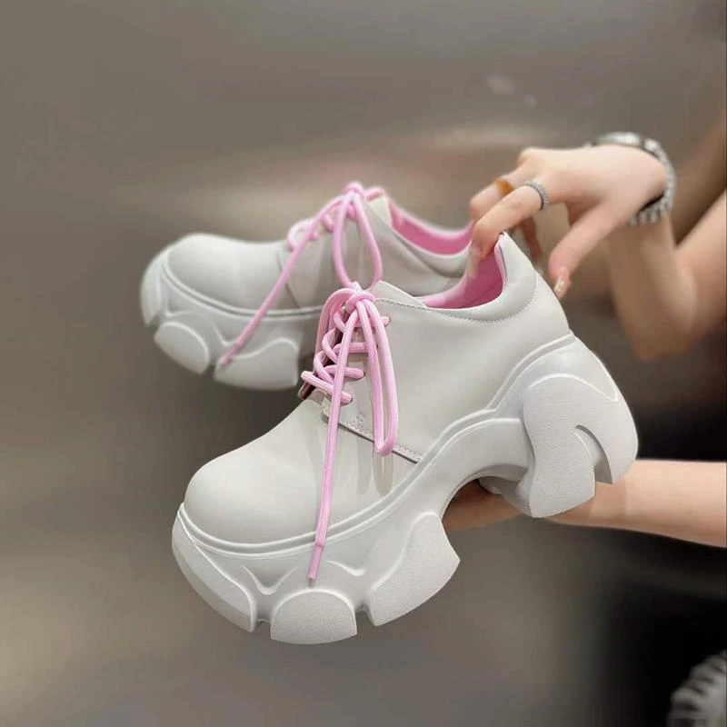 

Platform Casual Ladies Vulcanized Shoes Heightening Sneakers Black White Pink Fashion Women Sports Shoes