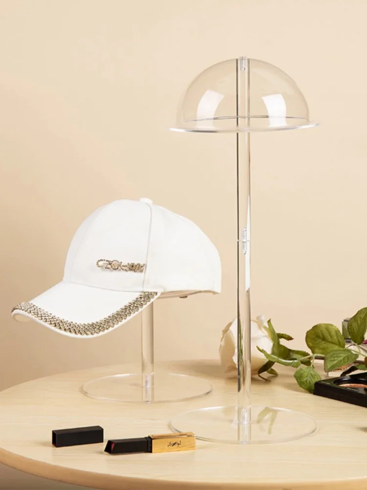 Acrylic Hat Stand Wig Display Rack Transparent Pedestal Stand