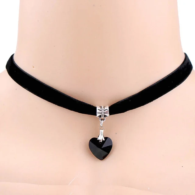 Black Velvet Choker Pendant  Chocker Necklace Vintage Black - Double Black  Choker - Aliexpress