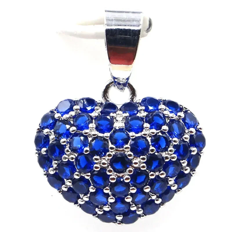 2g Customized 925 SOLID STERLING SILVER  PENDANT Heart Shape Purple Amethyst Spessartine Garnet Tanzanite Blue Turquoise