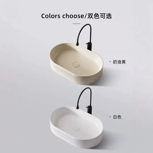 อ่างล้างหน้าเซรามิคพรีเมี่ยมครีมวินด์ อ่างล้างหน้าทรงกลม อ่างล้างหน้าทรงกลม อ่างล้างหน้า 2