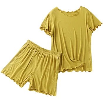 Nuova estate modale pantaloncini a maniche corte vestito pigiama da donna casual pigiama comodo allentato di grandi dimensioni adatto a pigiama per le donne 1