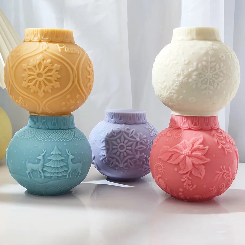 

8 Style Lantern Ball Candle Silicone Mold Abstract Craft Emboss Scented Candle Making Soap Mould Desktop Ornament Candle Molds