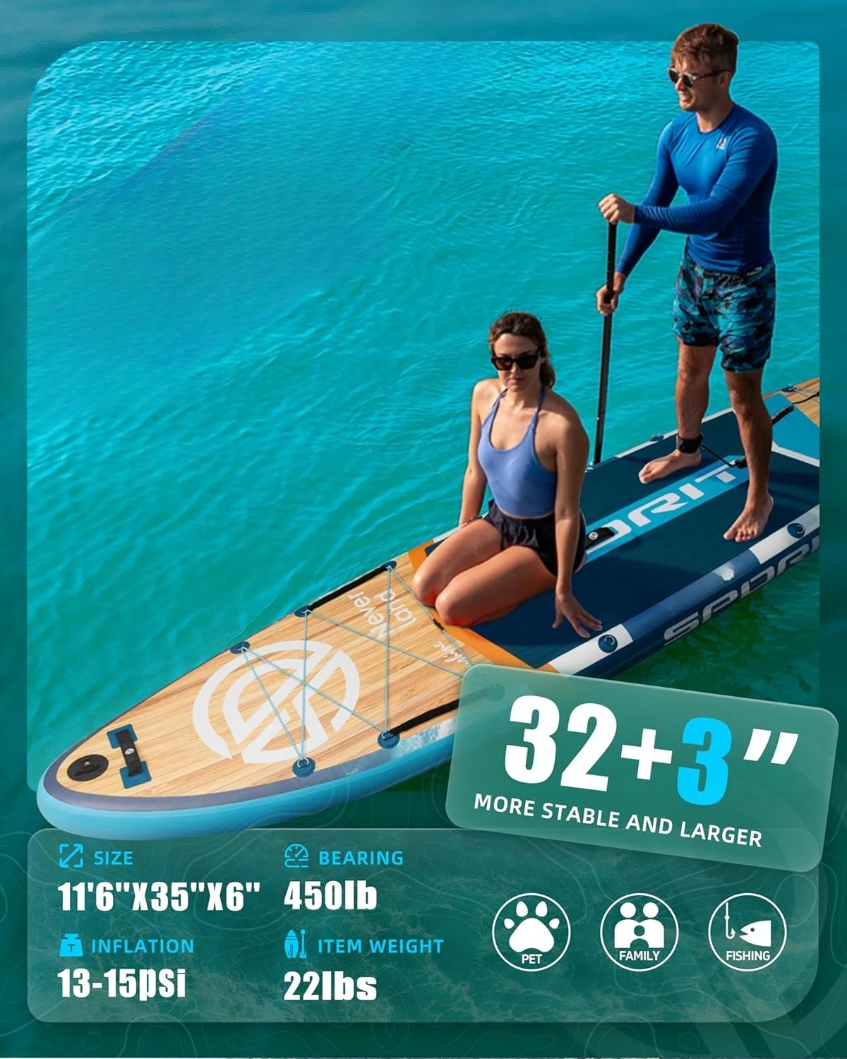 Super Wide Inflatable Stand Up Paddle Board 1