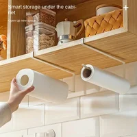 Hanging Paper Towel Holder Cabinet Under Storage Paper Towel Roll Holder No Punching Cling Film Storage Rack Kitchen Supplies 3