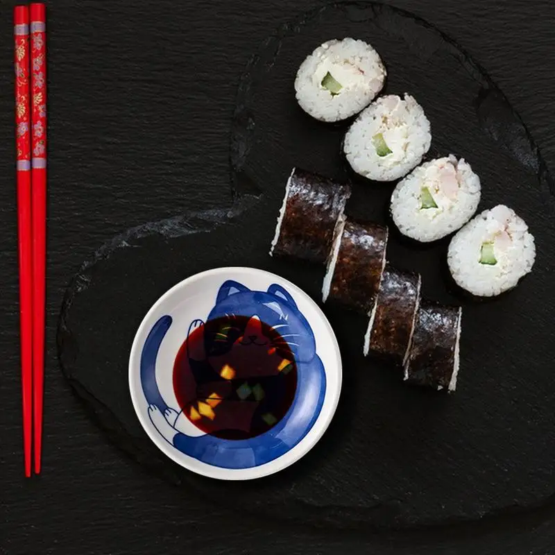Cat Soy Sauce Dish Small Ceramic Japanese Cat Sauce Dishes Multifunctional Home Dining Table Dipping Dish Cute Appetizer Plates