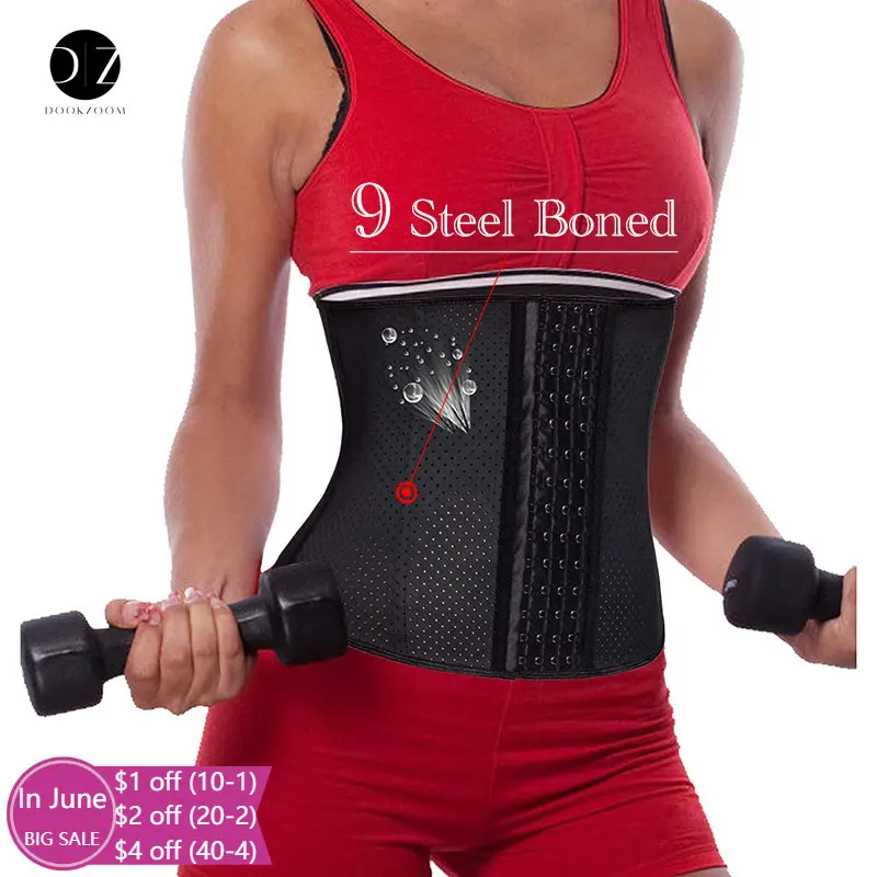 Mesh Long torso Waist Trainer Hourglass Steel Bone Breathable Latex