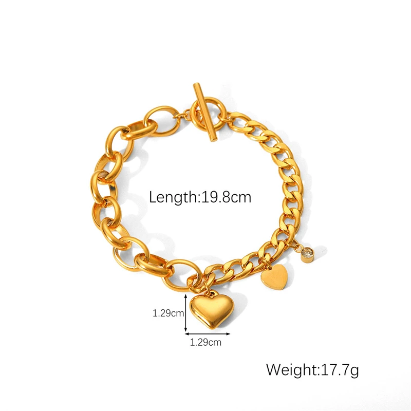 ZEGL ハートチャーム付きブレスレット 316L Stainless Steel New Fashion Upscale Jewelry Embedded