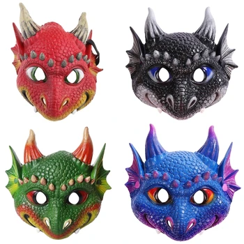 키드 드래곤 마스크 할로윈 공룡 웃긴 마스크 드래곤 코스프레 카니발 마스크 가장 무도회를위한 여자 코스프레 마스크를 차려 입다
