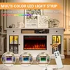 58” Fireplace TV Stand, TV Table for TVs up to 65 Inch, Entertainment Center with 23" Electric Fireplace, Glass Doors 4