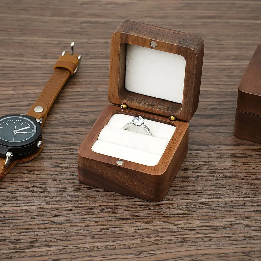 

Window Bead Case Engagement Ceremony Gift Earrings Organizer Wooden Storage Box Ring Box Presentation Box Ring Bearer Box