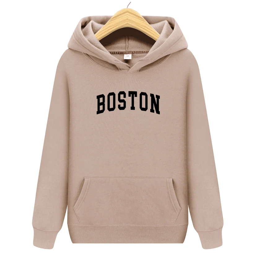 

Women Men Hoodies Sweatshirts BOSTON print Autumn Winter Fleece Hip Hop Hoody Male Casual Clothing Sportswear