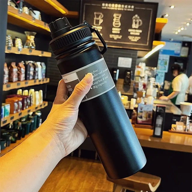 Bouteille d'eau Thermos de grande capacité en acier inoxydable, flacon sous vide, tasse thermique Portable d'extérieur, tasse de boissons de sport, 530ML/750ML 5