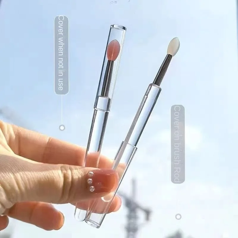 1/3 Pcs Crystal Silicone Lip Brush with Cover Soft Professional Lip Mask Balm Vaseline Smudge Lipstick Eyeshadow Applicator 5