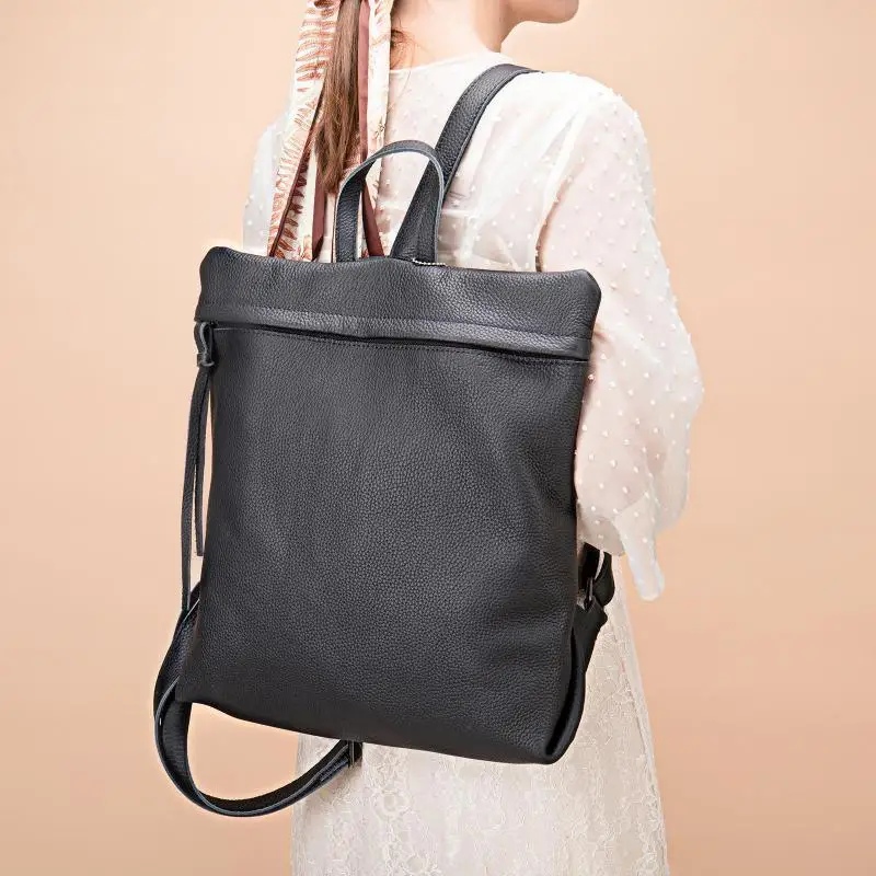 2023 New Fashion Genuine Leather Backpack Women Large Capacity Backpack Women's Korean Version Casual Simple Versatile Backpack