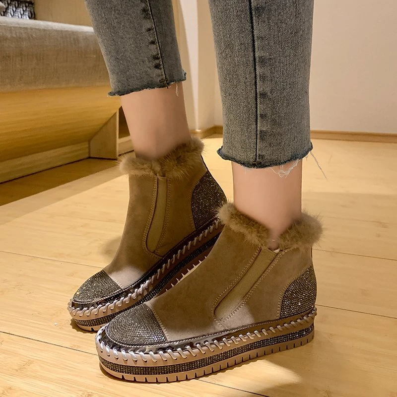 

Female Shoes on Sale 2023 New Slip on Women's Boots Fashion Crystal Casual Boots Women Hot Sale Short Plush Naked Bootszapatos