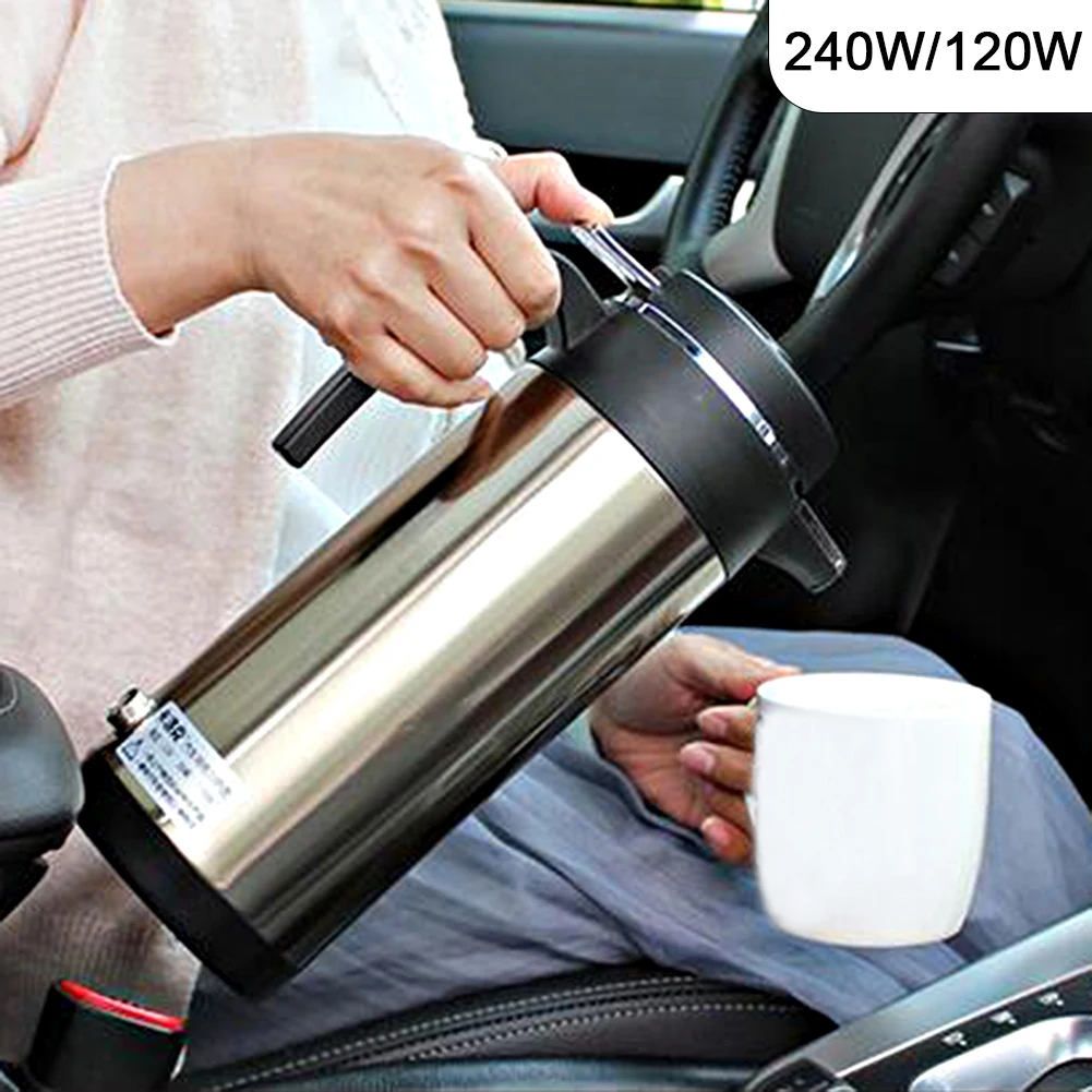 12V/24V 전기 가열 컵 주전자 스테인리스 스틸 물 가열병 자동 차단 기능 빠른 가열 주전자 여행용 자동차 트럭용