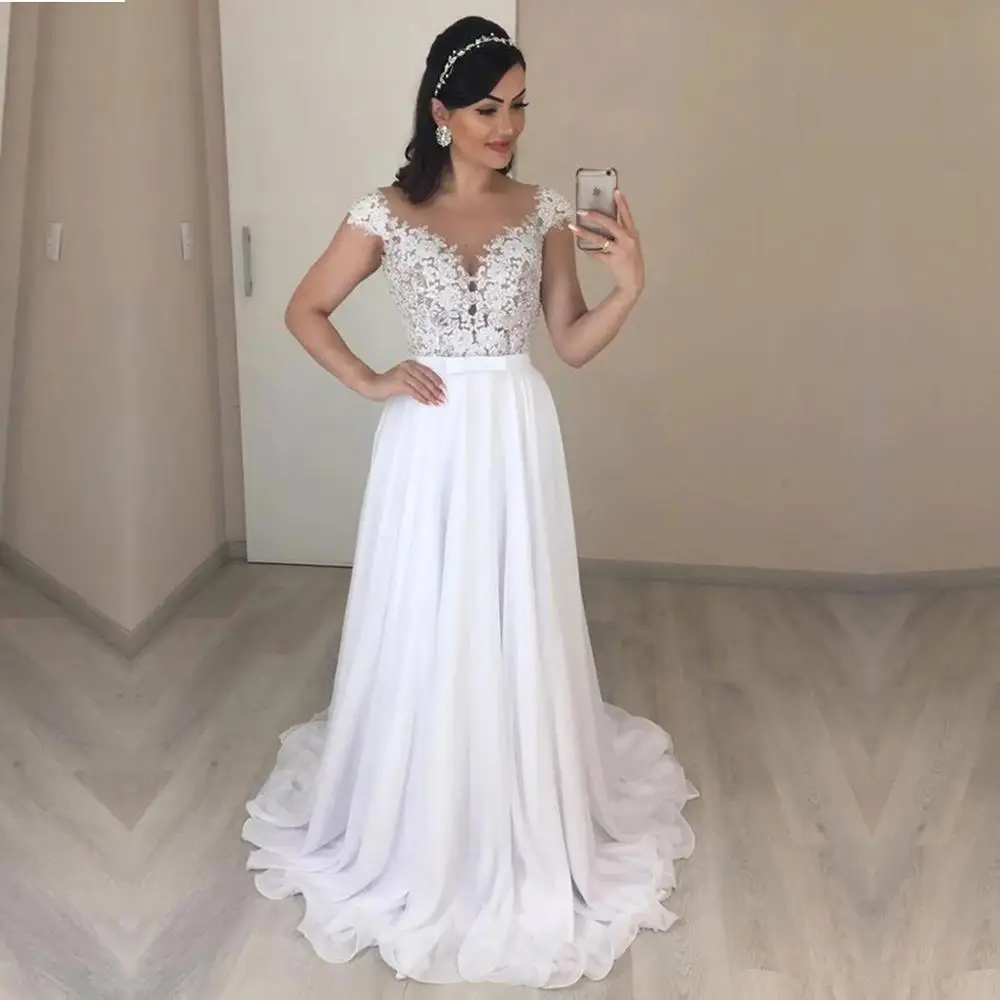 

ANGELSBRIDEP богемные Свадебные платья а-силуэта шифоновое платье с открытой спиной Аппликация летнее пляжное длинное женское официальное платье невесты