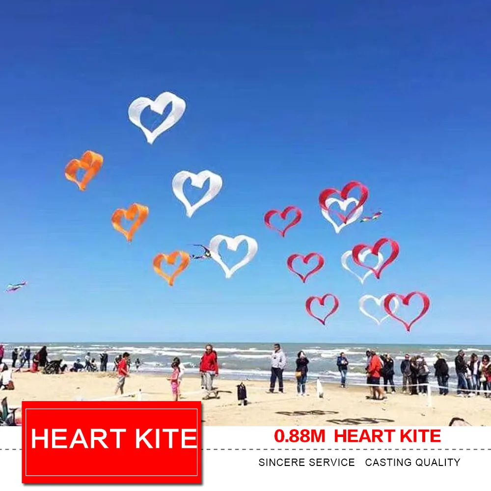 3D Solid Heart Kite 0.88m Love Heart Shape Single Line Kites for Adults and Kids
