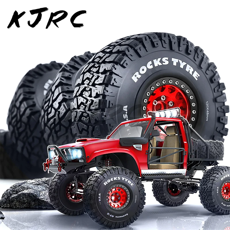 1/10 RC 크롤러 자동차, 금속 1.9 인치 비드락 휠 림 고무 타이어 세트, Traxxas TRX4 RC4WD D90 Axial SCX10 II III MST, 120mm, 4 개