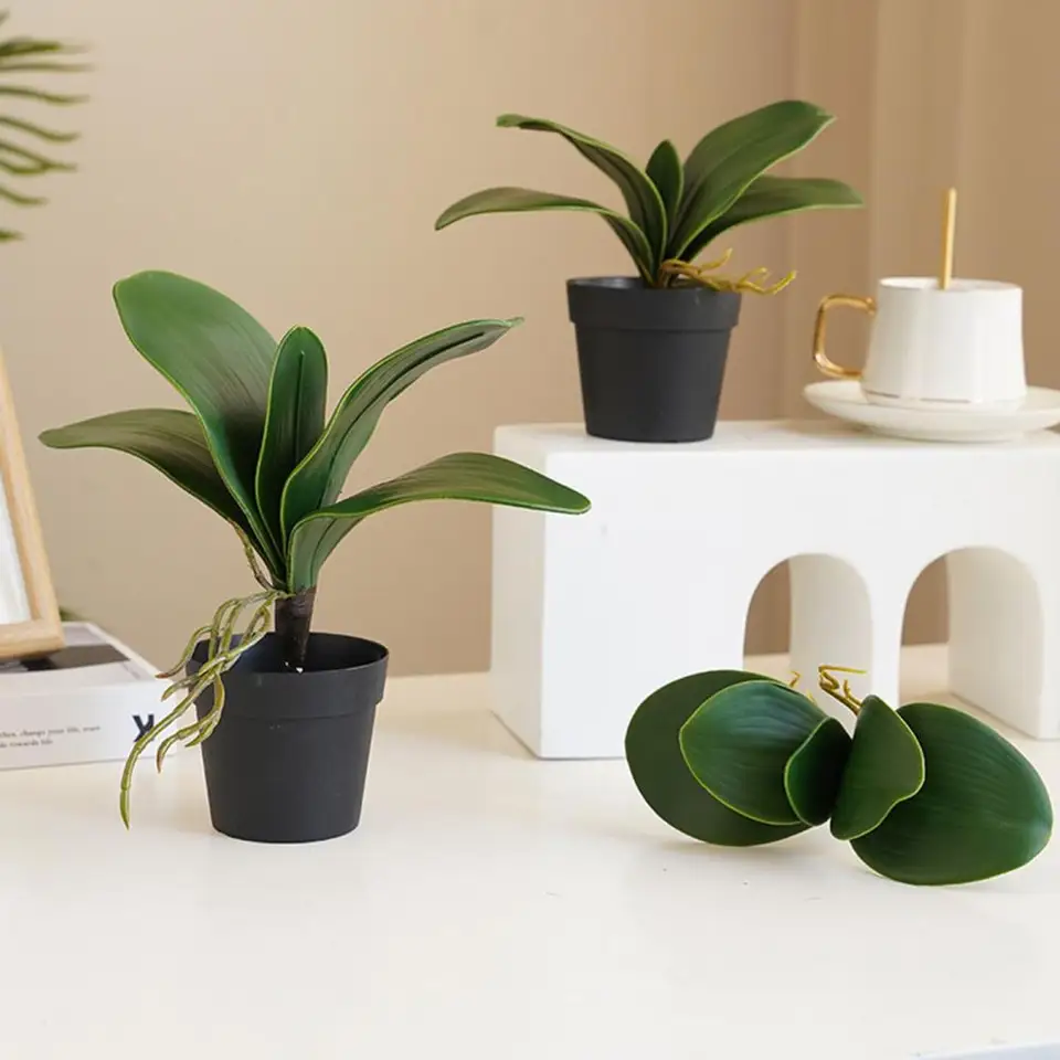 Foglia Artificiale Phalaenopsis In PU - Verde - 1 Pezzo Per Composizioni Floreali