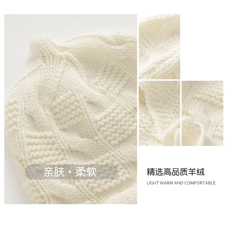 Gehörschutz Quaste Strickmütze 100% Kaschmir Neue Herbst Winter Vielseitig Warm Verdickt Kältebeständig Damenmütze – Detail 9