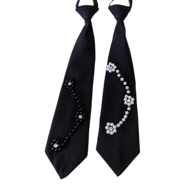 

Pearl Neckties Pre Tied Neck Tie for Uniform Necktie Suits Simple Lazy Person Student Boys Elegant Dinners Tie