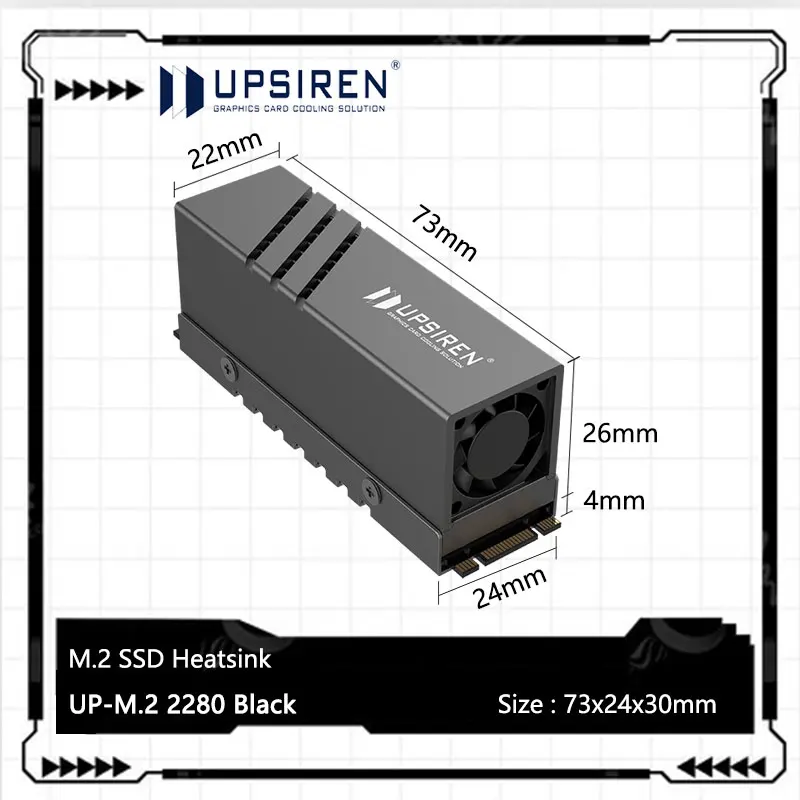 【¥676】UPSIREN UP-M.2 2280 SSD ヒートシンク / アクティブ冷却ファン付き-アリエク特価アラート