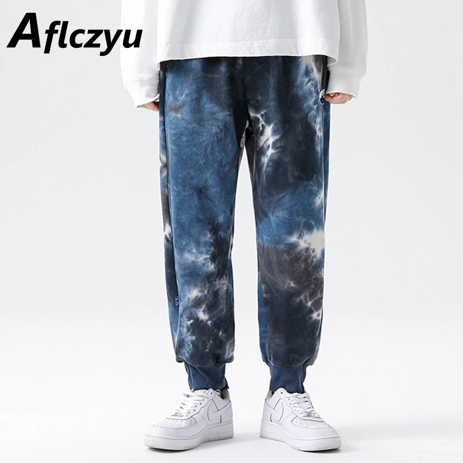 Tie Dyed Joggers Men Hip Hop Streetwear Sweatpants Tie-dye Pants Men Harajuku Trousers Elastic Waist