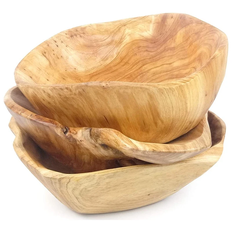 

Wooden Fruit Salad Serving Bowl Hand-Carved Root Bowls Creative Living Room Real Wood Candy Bowl