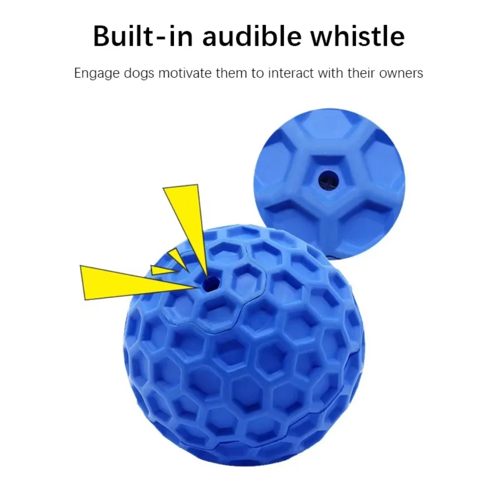 New Dog Toys Bite Resistant Interactive Throwing Sound Honeycomb Balls Natural Rubber Teething Clean Teeth Toys Pet Products 3